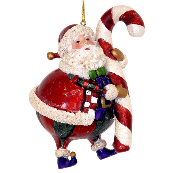 kurt adler - santa met suikerstok - Deluxe 1 kerstdecoratie kerstboom ornament